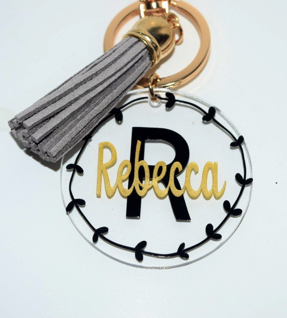 Custom Name Keychain | Mom Keychain | Bride key | monogram Keychains | Monogram Key Chain | Monogram Key Fob | Custom Keychain with Tassel | - Creationz By Saba