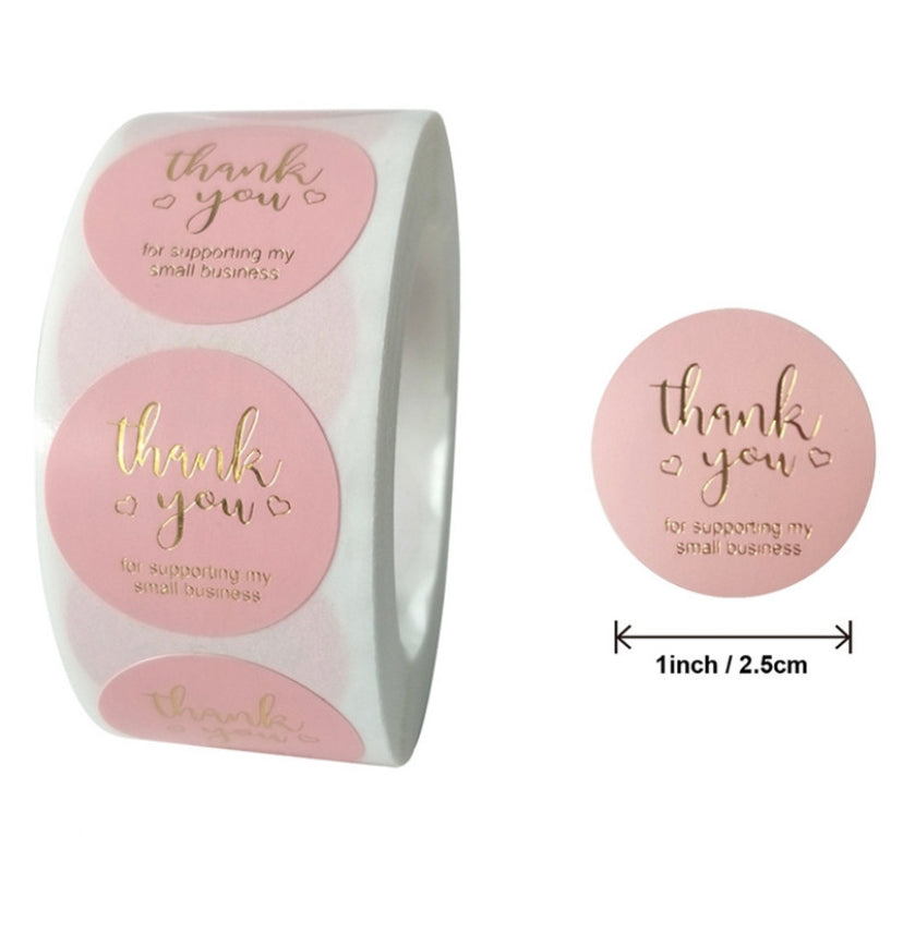 Pink Thank You For Your Order Stickers - Blush Pink Business Stickers -  Leave A Review Stickers - Light Pink Printed Business Stickers