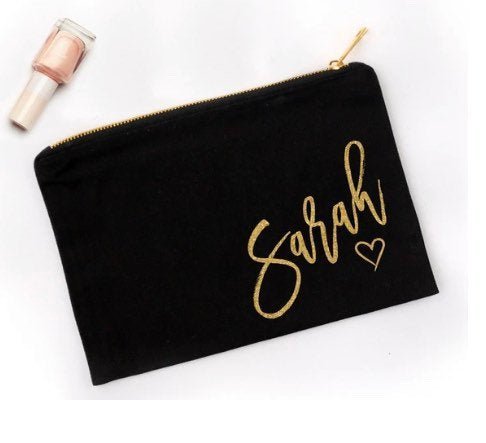 Makeup Bag | Personalized Makeup Bag | Mask Bag | Accessory Bag | Custom Made Bag |Cosmetic Pouch with Name | Maid of Honor Gift | Reusable - Creationz By Saba