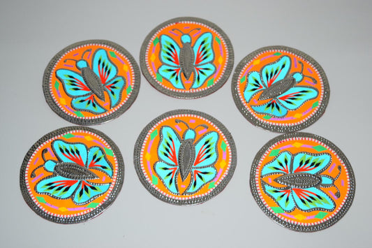 Holographic Butterfly Silver Coaster Set of 6 Large