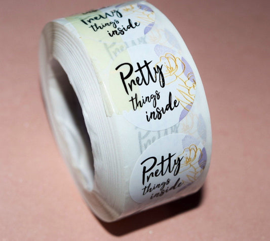 Pretty things inside stickers | sticker roll | small business stickers | 500 stickers | packaging order stickers | packing stickers |