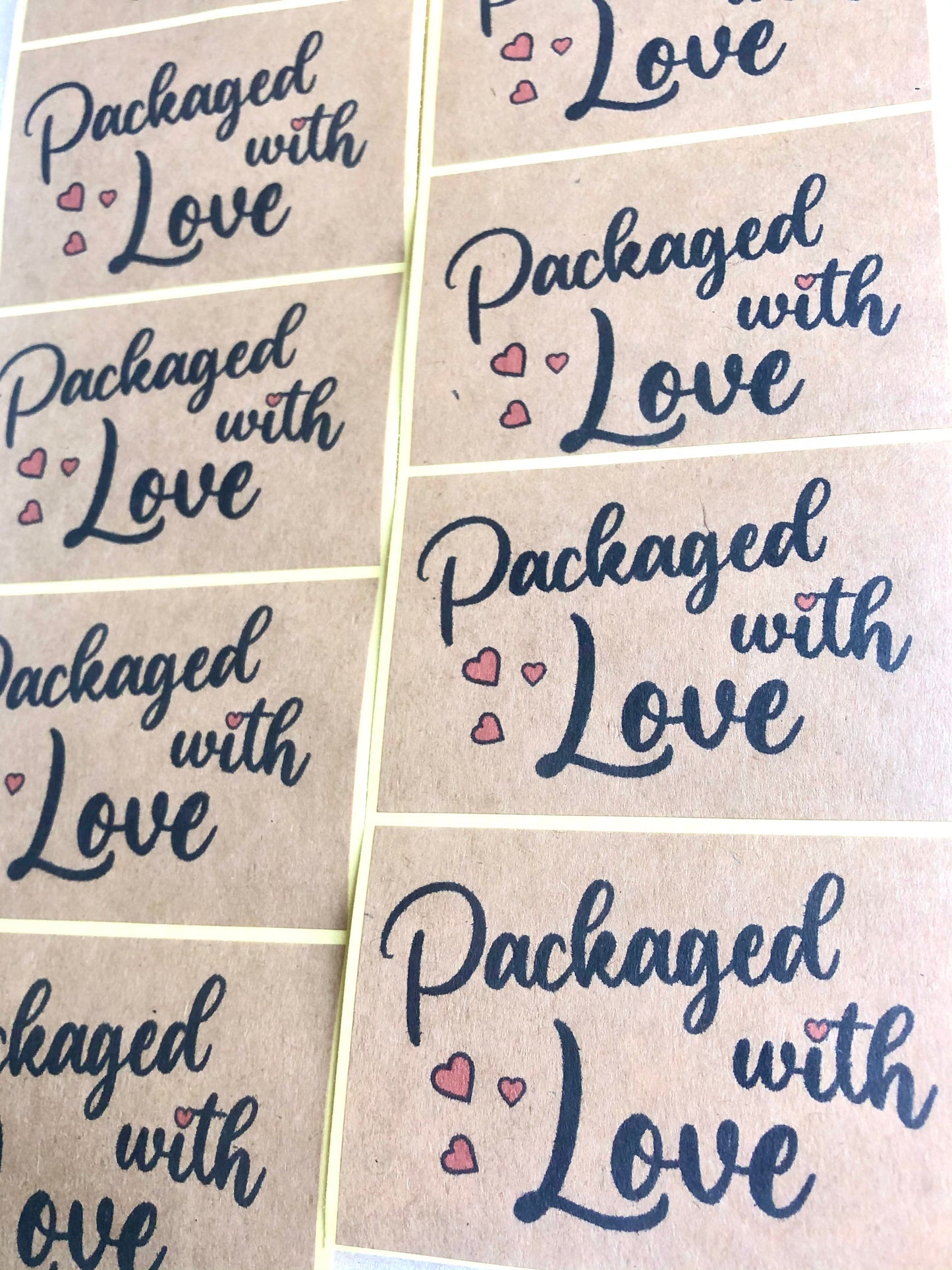 Packaging Sticker, Craft Paper Sticker, Packaged with Love Label, Business Sticker, Packaging label