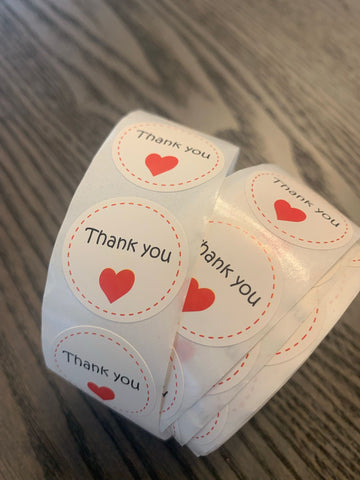 Thank You Sticker 500 Stickers Roll | Black and Red Thank You Stickers